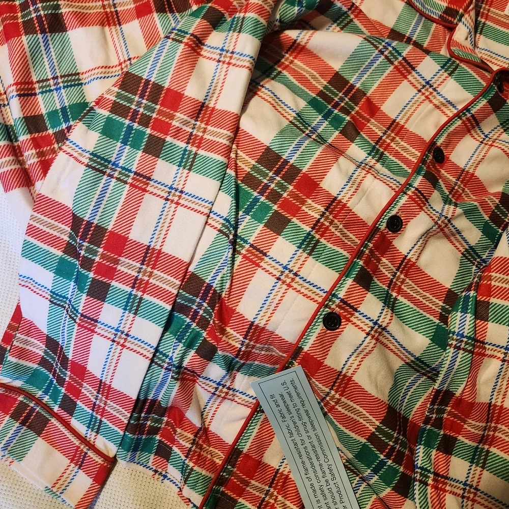 Teen Boy Plaid Button-Up Holiday Christmas Pajama Set - Picture 6 of 6